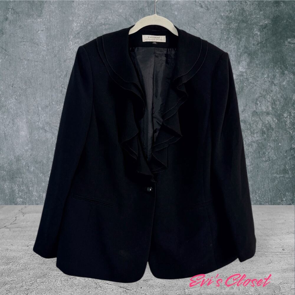 Tahari Arthur S Levine Women's Jacket Blazer Black Sz 14W
